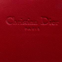 Pre Owned محفظة اون شين ديور جلد كاناج حمراء