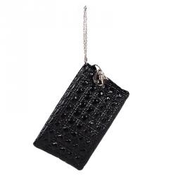 Pre Owned Dior Black Cannage Quilted Patent Clutch Bag