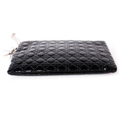 Pre Owned Dior Black Cannage Quilted Patent Clutch Bag