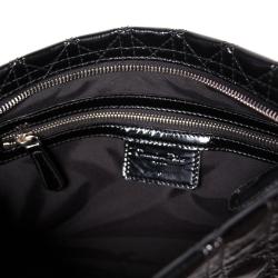 Pre Owned Dior Black Cannage Quilted Patent Clutch Bag