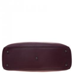 Pre Owned حقيبة يد ديور شوبر ديوريسيما كبيرة جلد حُبيبي عنابية