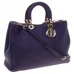 مملوكة مسبقًا Dior Purple Leather Large Diorissimo Shopper Tote