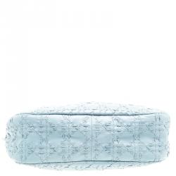 Pre Owned Dior Light Blue Cannage Woven Leather Vingate Charm Hobo