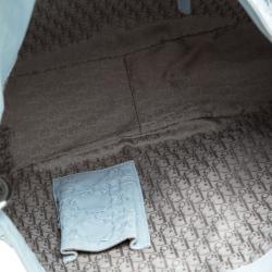 Pre Owned Dior Light Blue Cannage Woven Leather Vingate Charm Hobo