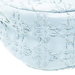 Pre Owned Dior Light Blue Cannage Woven Leather Vingate Charm Hobo