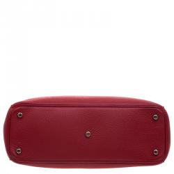 Pre Owned حقيبة يد ديور شوبر ديوريسيمو متوسطة جلد حُبيبي حمراء