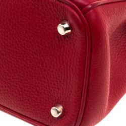 Pre Owned حقيبة يد ديور شوبر ديوريسيمو متوسطة جلد حُبيبي حمراء