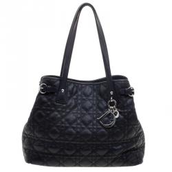 Pre Owned حقيبة يد ديور بينيرا شوبر متوسطة كانفاس مقوى سوداء