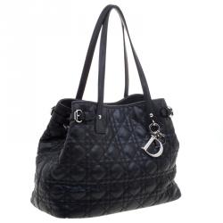 Pre Owned حقيبة يد ديور بينيرا شوبر متوسطة كانفاس مقوى سوداء