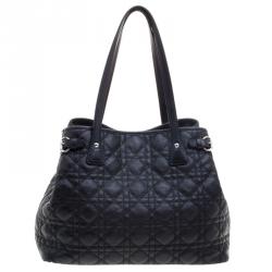 Pre Owned حقيبة يد ديور بينيرا شوبر متوسطة كانفاس مقوى سوداء