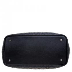 Pre Owned حقيبة يد ديور بينيرا شوبر متوسطة كانفاس مقوى سوداء