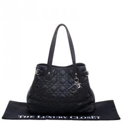 Pre Owned حقيبة يد ديور بينيرا شوبر متوسطة كانفاس مقوى سوداء