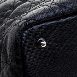 Pre Owned حقيبة يد ديور بينيرا شوبر متوسطة كانفاس مقوى سوداء