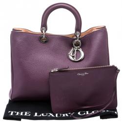 Pre Owned حقيبة شوبر ديور ديوريسيمو جلد عنابي كبيرة