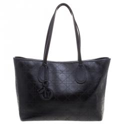 مملوكة مسبقًا Dior Black Cannage Coated Canvas Medium New Panarea Shopper Tote