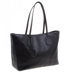 مملوكة مسبقًا Dior Black Cannage Coated Canvas Medium New Panarea Shopper Tote