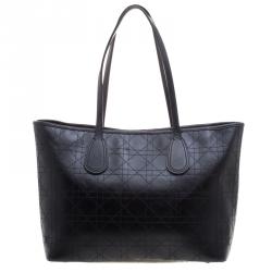 مملوكة مسبقًا Dior Black Cannage Coated Canvas Medium New Panarea Shopper Tote