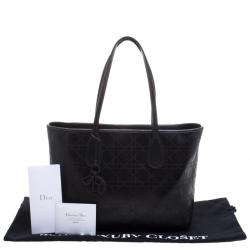 مملوكة مسبقًا Dior Black Cannage Coated Canvas Medium New Panarea Shopper Tote