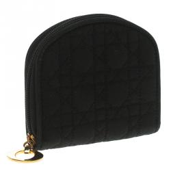 Pre Owned Dior Black Fabric Zip Around Coin Pouch