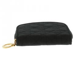 Pre Owned Dior Black Fabric Zip Around Coin Pouch