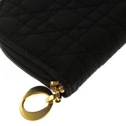 Pre Owned Dior Black Fabric Zip Around Coin Pouch