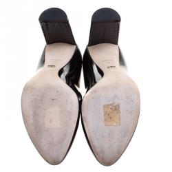 مملوكة مسبقًا حذاء كعب عالي ديور كعب عريض جلد كاناج لامع اسود مقاس 40