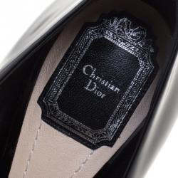 مملوكة مسبقًا حذاء كعب عالي ديور كعب عريض جلد كاناج لامع اسود مقاس 40