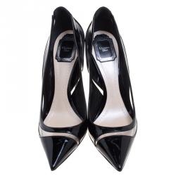 مملوكة م سبقًا Dior Black Patent Leather and PVC Wave Pointed Toe Pumps Size 40