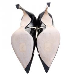 مملوكة مسبقًا Dior Black Patent Leather and PVC Wave Pointed Toe Pumps Size 40