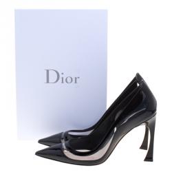 مملوكة مسبقًا Dior Black Patent Leather and PVC Wave Pointed Toe Pumps Size 40
