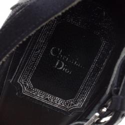 مملوكة مسبقًا صندل بحزام للكاحل ديور ساتان أسود مزين بالكريستالات مقاس 36.5