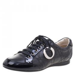 Pre Owned حذاء رياضي ديور مرتفع منخفض جلد كاناج أسود مقاس 37.5