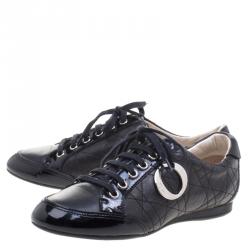 Pre Owned حذاء رياضي ديور مرتفع منخفض جلد كاناج أسود مقاس 37.5