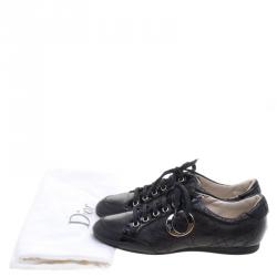 Pre Owned حذاء رياضي ديور مرتفع منخفض جلد كاناج أسود مقاس 37.5