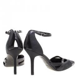 مملوكة مسبقًا صندل بحزام للكاحل ديور كانفاس ديوريسميو أسود وحواف جلد مقاس 38