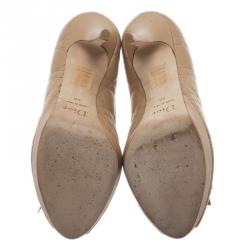 مملوكة مسبقًا حذاء ديور جلد كاناج بيج مقدمة مفتوحة وفيونكة مقاس 40