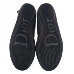 مملوكة مسبقًا حذاء ديور جلد أسود شعار CD باليرينا فلات مقاس 38.5