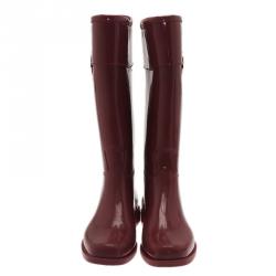 مملوكة مسبقًا Dior Red Patent Trim Rubber Logo Rainboots Size 38 