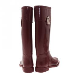 مملوكة مسبقًا Dior Red Patent Trim Rubber Logo Rainboots Size 38 