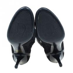 Pre Owned Dior Black Suede Cannage Knee Boots Size 37