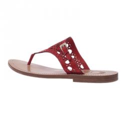 Pre Owned Dior Red Patent Cannage Leather Thong Sandals Size 36