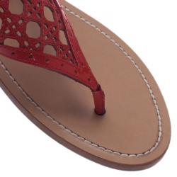 Pre Owned Dior Red Patent Cannage Leather Thong Sandals Size 36