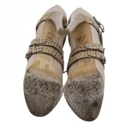 مملوكة مسبقًا بوت كاحل ديور جورتر جلد وتمساح مطبوع برباط مقاس 39