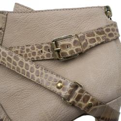 مملوكة مسبقًا بوت كاحل ديور جورتر جلد وتمساح مطبوع برباط مقاس 39