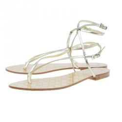 Dior Gold Leather Cannage Thong Sandals Size 40