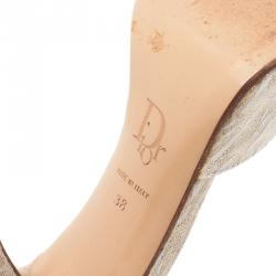 مملوكة مسبقًا Dior Gold Monogram Leather and Canvas Key Detail Slides Size 38