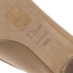 Pre Owned حذاء ديور باليرينا بكعب جلد بيج كاناج مقاس 39.5