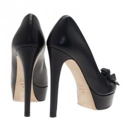 Pre Owned حذاء ديور جلد أسود مقدمة مفتوحة بوردة مقاس 38