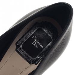 Pre Owned حذاء ديور جلد أسود مقدمة مفتوحة بوردة مقاس 38