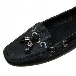 مملوكة مسبقًا Dior Black Leather Tassel Detail Loafers Size 38